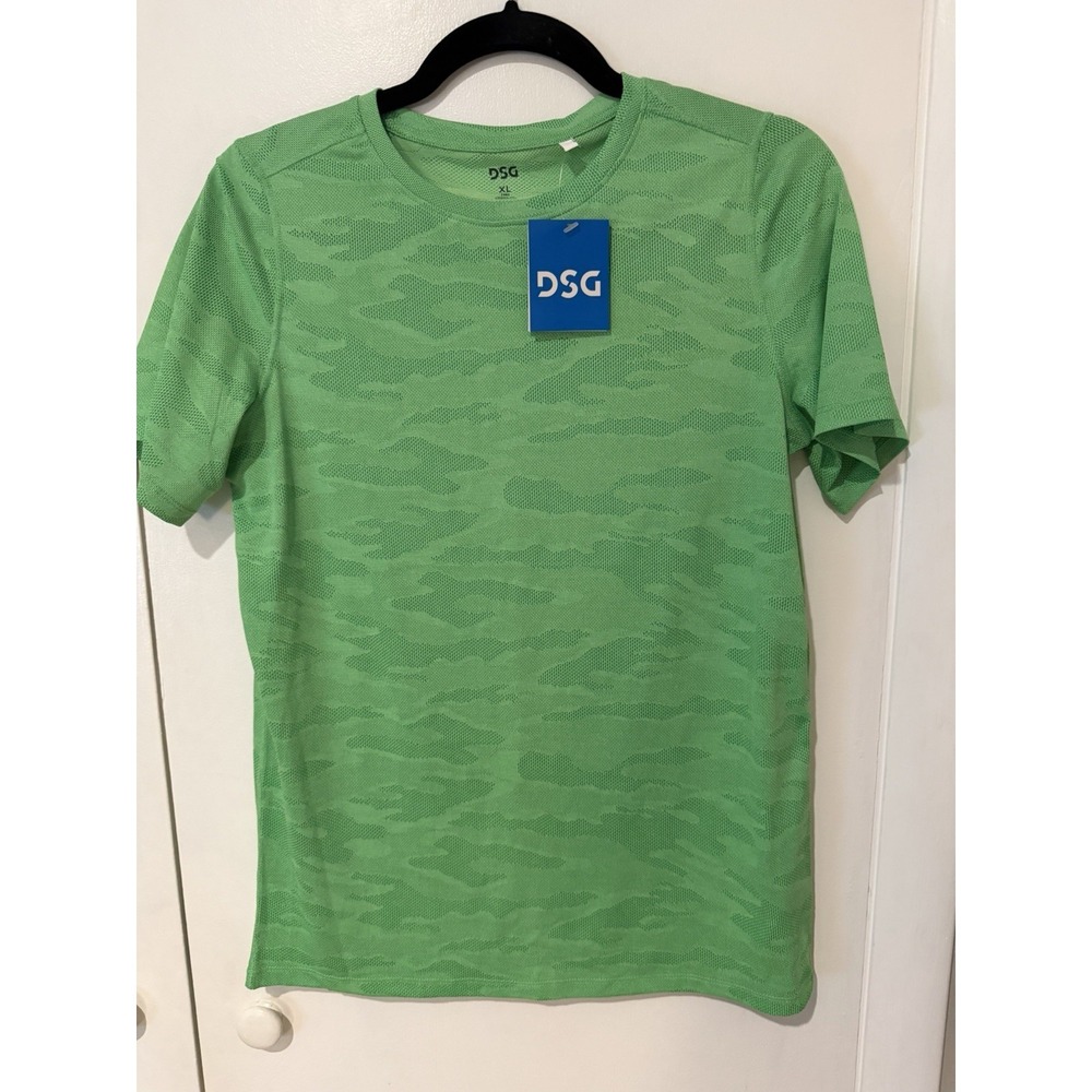 DSG Boys Size XL Jacquard Camo Short‎ Sleeve Movement T-Shirt Lime Green